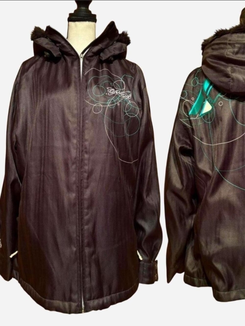 Fly Racing Fur Hooded Thick Jacket XL Multi Pockets Ski Snow Racing